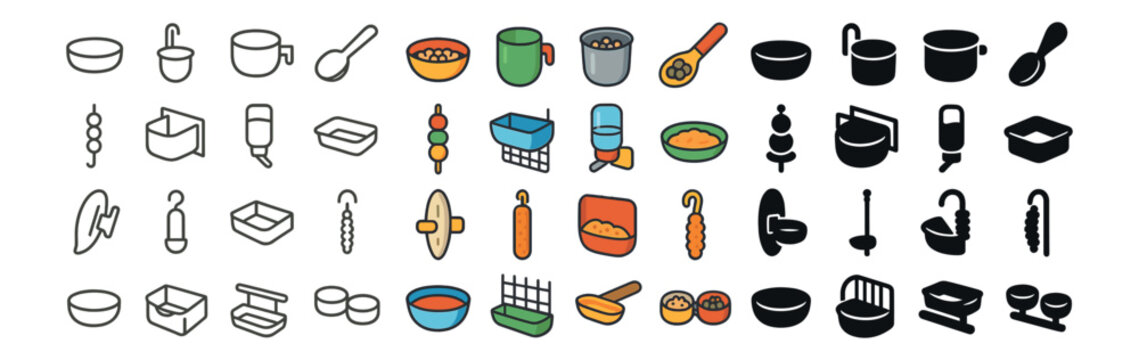 Kitchen utensils icons set – flat, cooking and culinary graphic symbols