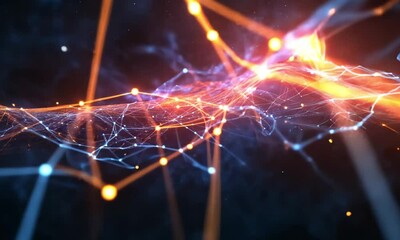Poster - Abstract network of glowing points and lines