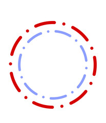 Poster - Vibrant Circular Burst Design with Red and Blue Dashed Lines and Dots on Transparent Backdrop for Modern Graphics and Creative Projects
