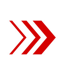 Poster - Triple Red Arrow Pointing Right on Transparent Background, Ideal for Emphasizing Direction, Urgency, or Progression in User Interfaces and Graphic Designs