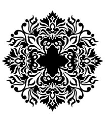 Poster - Intricate Black Floral Ornament on Transparent Backdrop A Decorative Design Element for Digital Projects and Creative Compositions with Detailed Swirls and Curves