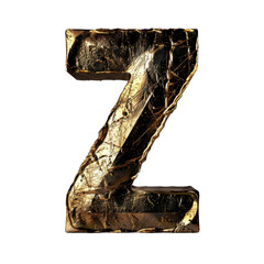 Poster - Golden letter Z with textured, cracked surface, reflecting light beautifully, perfect for artistic designs and typography