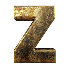 Poster - Golden letter Z with textured surface, showcasing shiny and reflective finish, perfect for decorative or artistic purposes