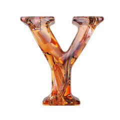 Poster - Vibrant, abstract letter Y made of swirling orange and brown patterns, showcasing glossy finish and artistic design