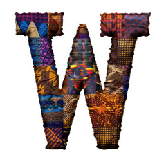 Wall Mural - Colorful letter W made of various textured patterns, showcasing vibrant designs and intricate details, perfect for creative projects