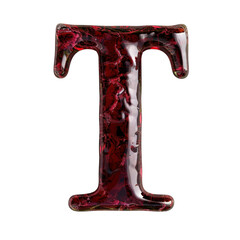 Poster - Glossy red letter T with textured surface, showcasing vibrant and artistic design. This unique letter can be used for creative projects