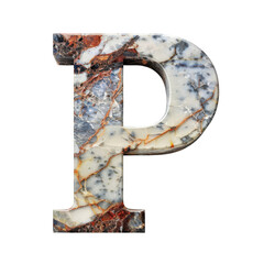 Poster - Decorative letter P made of marble with intricate patterns and colors, showcasing elegance and style