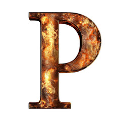 Poster - Flaming letter P with fiery texture and glowing edges, creating dramatic and intense visual effect