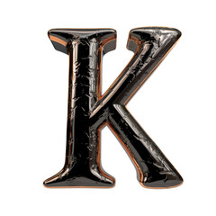 Poster - Shiny metallic letter K with textured surface, reflecting light beautifully, perfect for design projects or typography