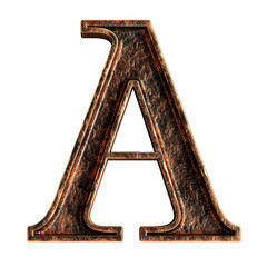Poster - Rustic letter with textured surface, showcasing blend of dark and metallic tones, perfect for artistic designs