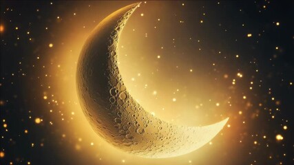 Wall Mural - glowing moon in a night sky. digital art with sparkling stars, highlighting celestial themes.