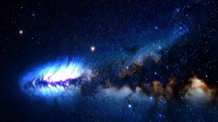 Wall Mural - Abstract space background with vibrant nebulae and starry sky; visualization of the galaxy and cosmic dust clouds