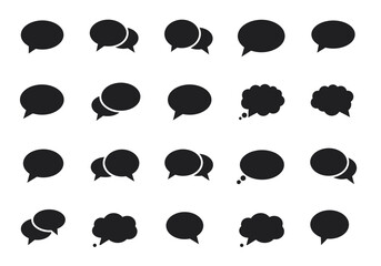 Poster - Assorted black speech bubbles in rows on a white background