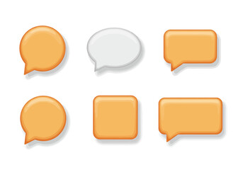 Fototapete - Six cartoon chat bubbles orange and white with drop shadows arranged against a stark white background