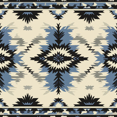 Poster - Native American Southwest culture is represented in this ethnic geometric seamless pattern, ideal for use as wallpaper, fabric, covers, textiles, rugs, and blankets