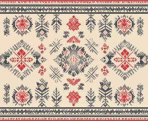 Poster - Colorful seamless pattern with an aztec tribal design and ethnic background