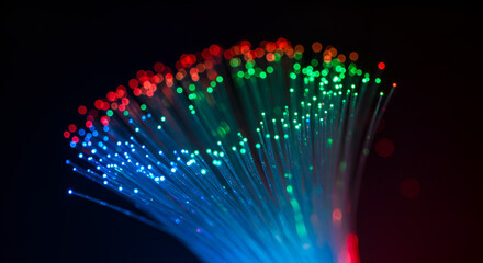 Poster - Colorful Fiber Optic Lights Displaying Data Transmission Technology Concept
