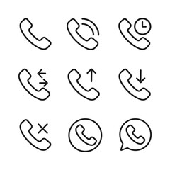 Poster - Simple phone device icons collection vector. Outline symbols. Line design