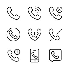 Poster - Basic phone mobile icons vector set. Outline symbols. Line design