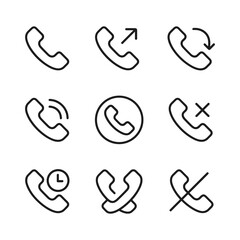 Poster - Linear phone call conversation icons vector pack. Outline symbols. Line design