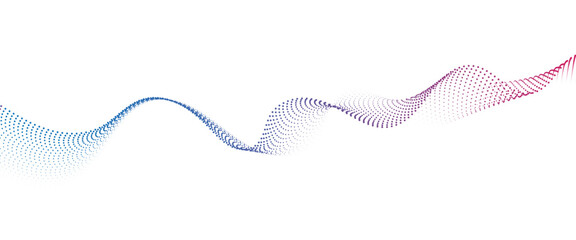 Aufkleber - Abstract flowing wave made of a halftone dot pattern. Dynamic data wave technology background with a halftone particle effect	
