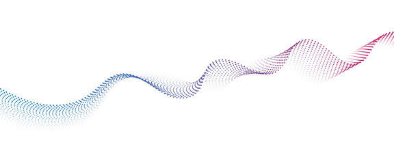 Aufkleber - Abstract flowing wave made of a halftone dot pattern. Dynamic data wave technology background with a halftone particle effect	
