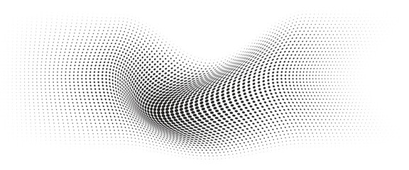 Aufkleber - Flowing Wave Dot Halftone Pattern: Curve Gradient Shape on Transparent Background. Suitable for AI, Tech, Network, Digital, Science, and Technology Themes.