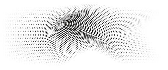 Aufkleber - Flowing Wave Dot Halftone Pattern: Curve Gradient Shape on Transparent Background. Suitable for AI, Tech, Network, Digital, Science, and Technology Themes.