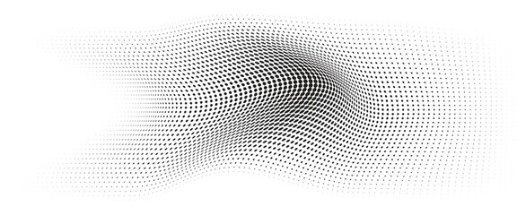 Aufkleber - Flowing Wave Dot Halftone Pattern: Curve Gradient Shape on Transparent Background. Suitable for AI, Tech, Network, Digital, Science, and Technology Themes.