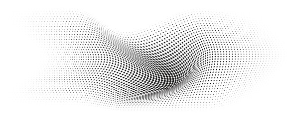 Aufkleber - Flowing Wave Dot Halftone Pattern: Curve Gradient Shape on Transparent Background. Suitable for AI, Tech, Network, Digital, Science, and Technology Themes.