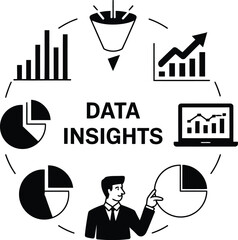 Poster - Data Insights Businessman Analyzing Charts Graphs Pie Charts