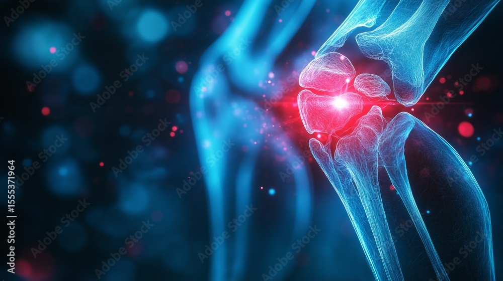 X-ray image of human knee joint showing bones and joint structure in ...