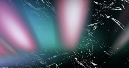 Poster - Image of light streaks and shattered glass pattern on dark background