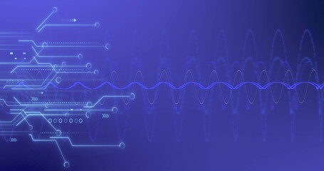 Poster - Oscillating digital waveform spanning blue gradient backdrop, with glowing circuit network details