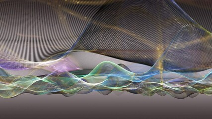Poster - Fantastic video animation with particle wave object in slow motion, 4096x2304 loop 4K