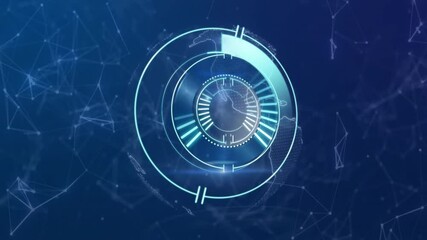 Poster - Circular interface appearing triggers rings rotating and segments lighting up to visualize network