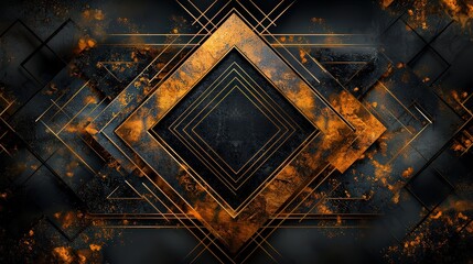 Poster - Dynamic geometric patterns in abstract art digital creation vibrant color contrast modern aesthetics top-down view visual depth