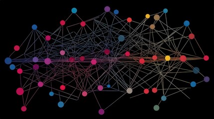 Poster - Dynamic network visualization digital space infographic abstract aerial view data representation