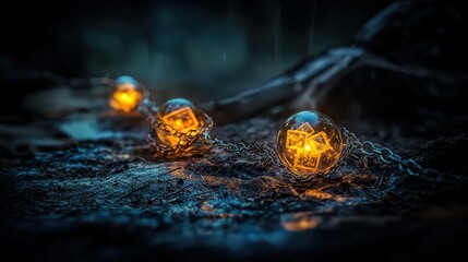 Poster - Illuminated orbs of enchantment enchanted forest fantasy art mystical close-up magical imagery