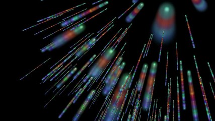 Poster - Futuristic video animation with glowing stripe objects in slow motion, 4096x2304 loop 4K