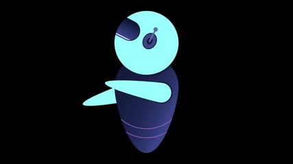 Fototapete - Futuristic robot animation. Flying robot with lens. Robotic innovation technology. 4K video animated in isometric style. Transparent background with alpha channel