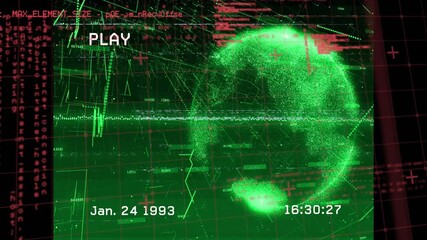 Aufkleber - Timestamp incrementing causing data cluster forming sphere and red code fading grid for diagnostics