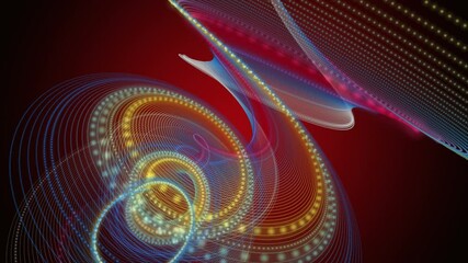 Poster - Futuristic video animation with particle stripe wave object in slow motion, 4096x2304 loop 4K