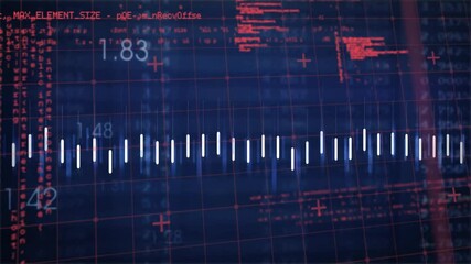 Poster - Dark blue grid initiating pulsing white bars, emerging orange trend line showing data analysis