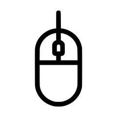 Fototapete - A simple black and white line drawing of a computer mouse with a cord.