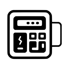 Fototapete - A stylized black and white illustration of an electricity meter, showing a digital display and buttons.