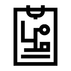 Fototapete - Black outline graphic of a clipboard with abstract design elements.