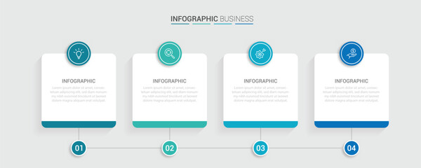 Poster - Business vector infographic design template with icons and 4 options or steps. Can be used for process diagram, presentations, workflow layout, flow chart, info graph