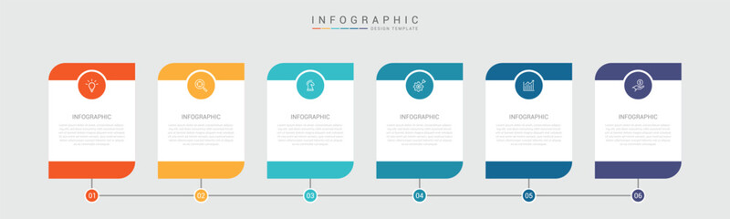 Poster - infographic design with 6 options or steps. Infographics for business concept. Can be used for presentations workflow layout, banner, process, diagram, flow chart, info graph, annual report.