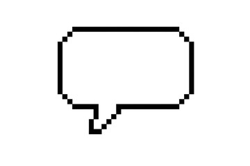 Poster - Black pixelated speech bubble communicating on a transparent background, perfect for expressing dialogue or messages in a retro style